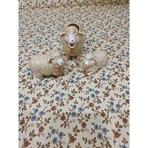 OTAGIRI Sheep Lamb Salt And Pepper Shaker Set Vintage 1983 Stickers‎ NO STOPPERS